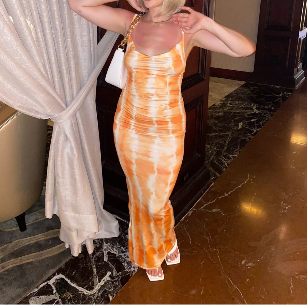 PrettyLittleThing Orange Maxi Dress